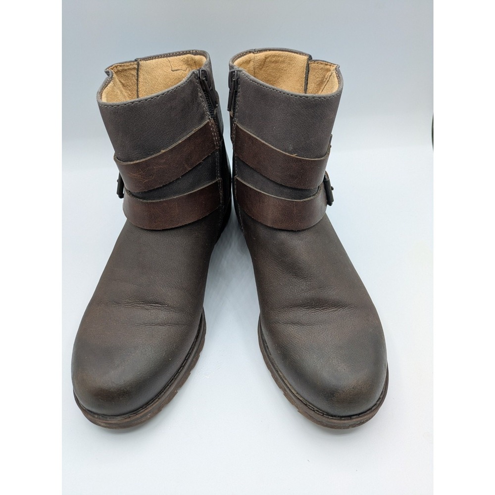 Natural Soul Boots Womens 8M Faux Leather Zipper 'Bembe' Ankle Brown‎ Shoes